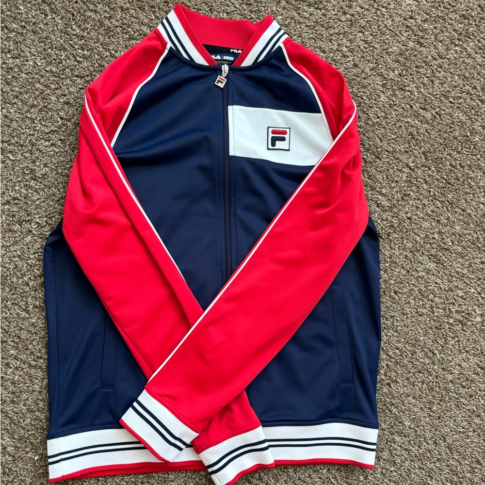 FILA Men’s Heritage Track Jacket Navy Blue/Red/White Size Medium